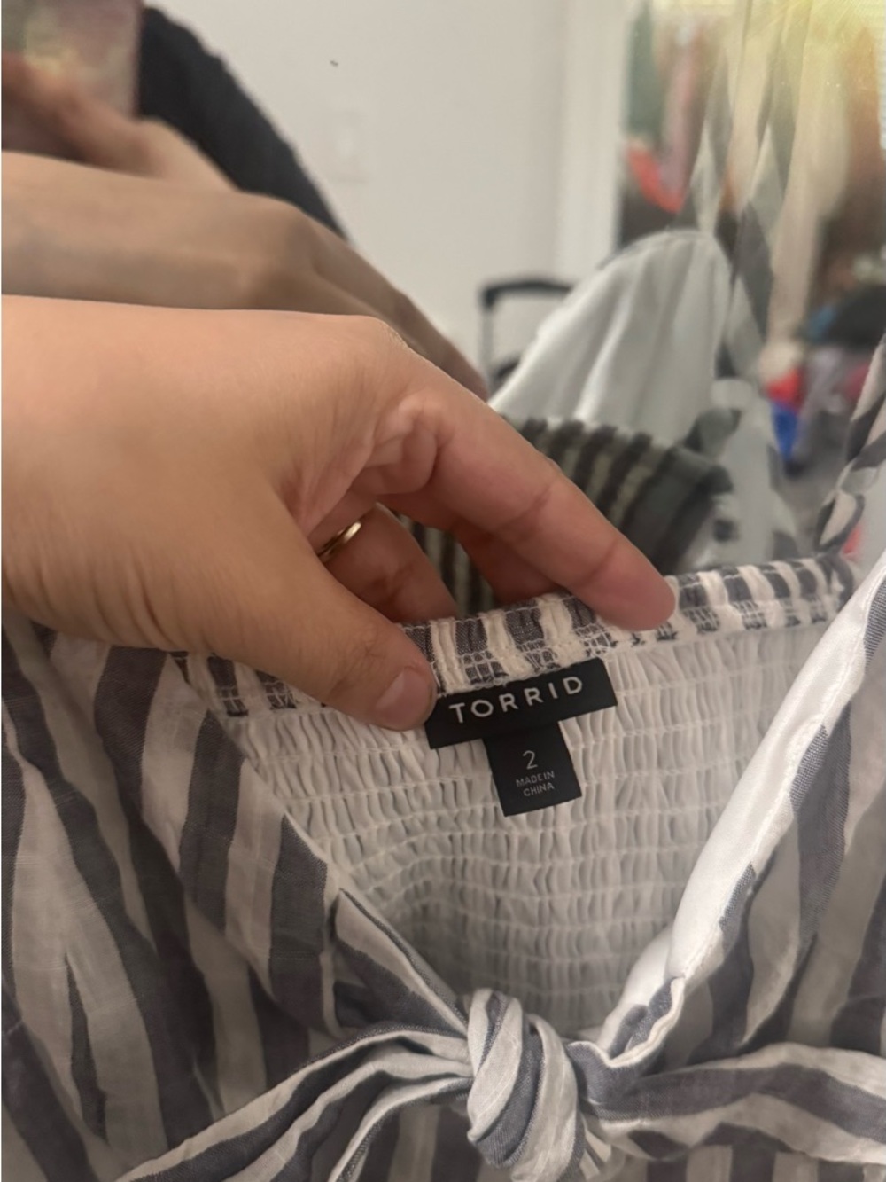Torrid Striped Tie Front Peplum Tank Top - Picture 3 of 3